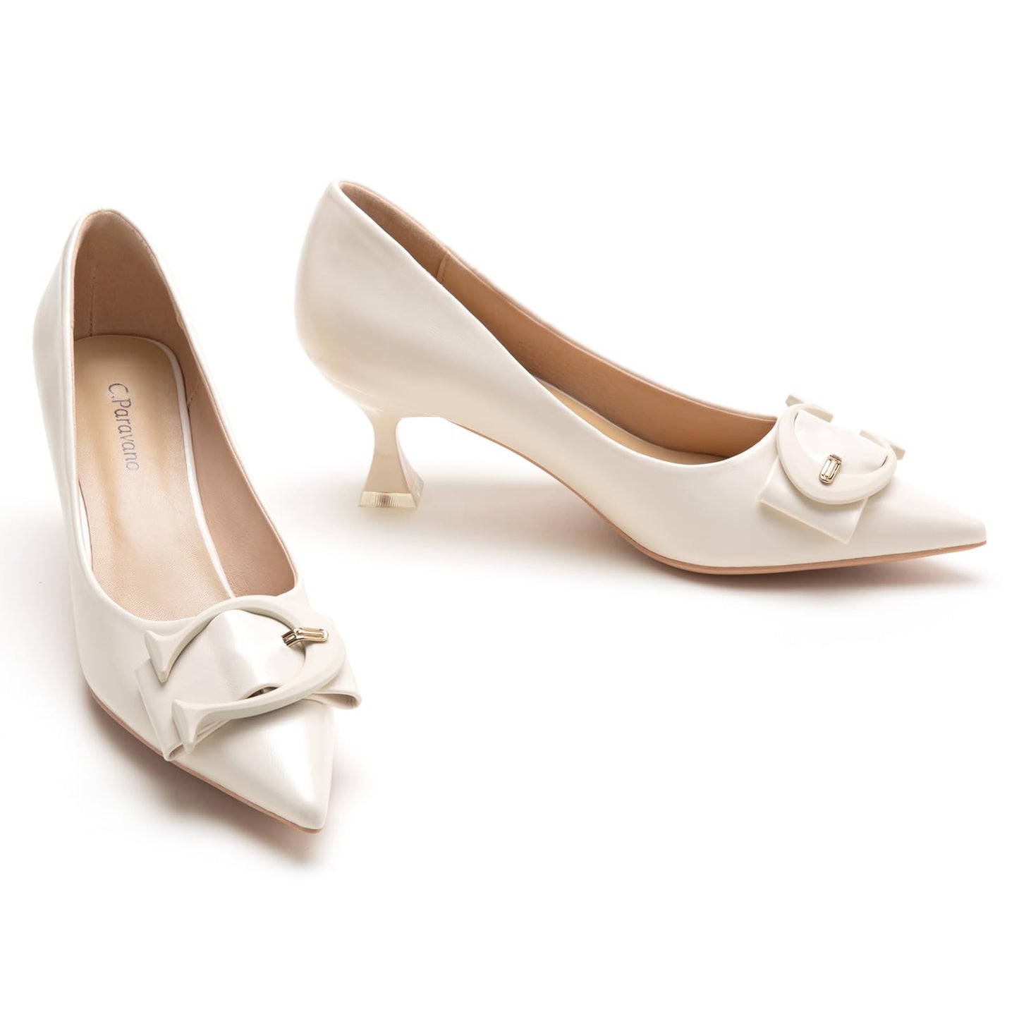 C.Paravano Womens Kitten Heels for Women Pointed Toe Low Heel Pumps Designer Pumps Heels for Women Shoes Dressy
