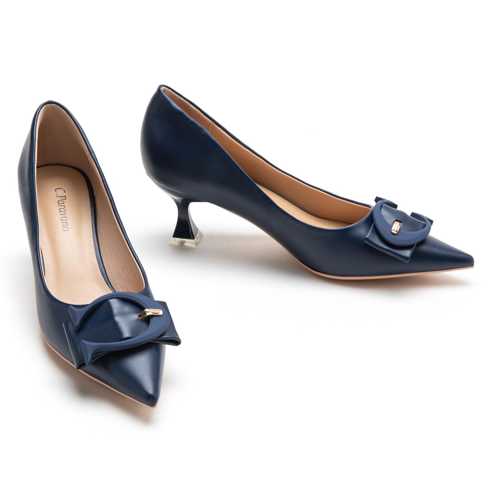 C.Paravano Womens Kitten Heels for Women Pointed Toe Low Heel Pumps Designer Pumps Heels for Women Shoes Dressy