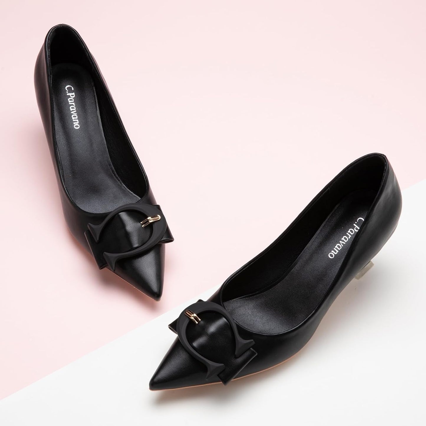 C.Paravano Womens Kitten Heels for Women Pointed Toe Low Heel Pumps Designer Pumps Heels for Women Shoes Dressy