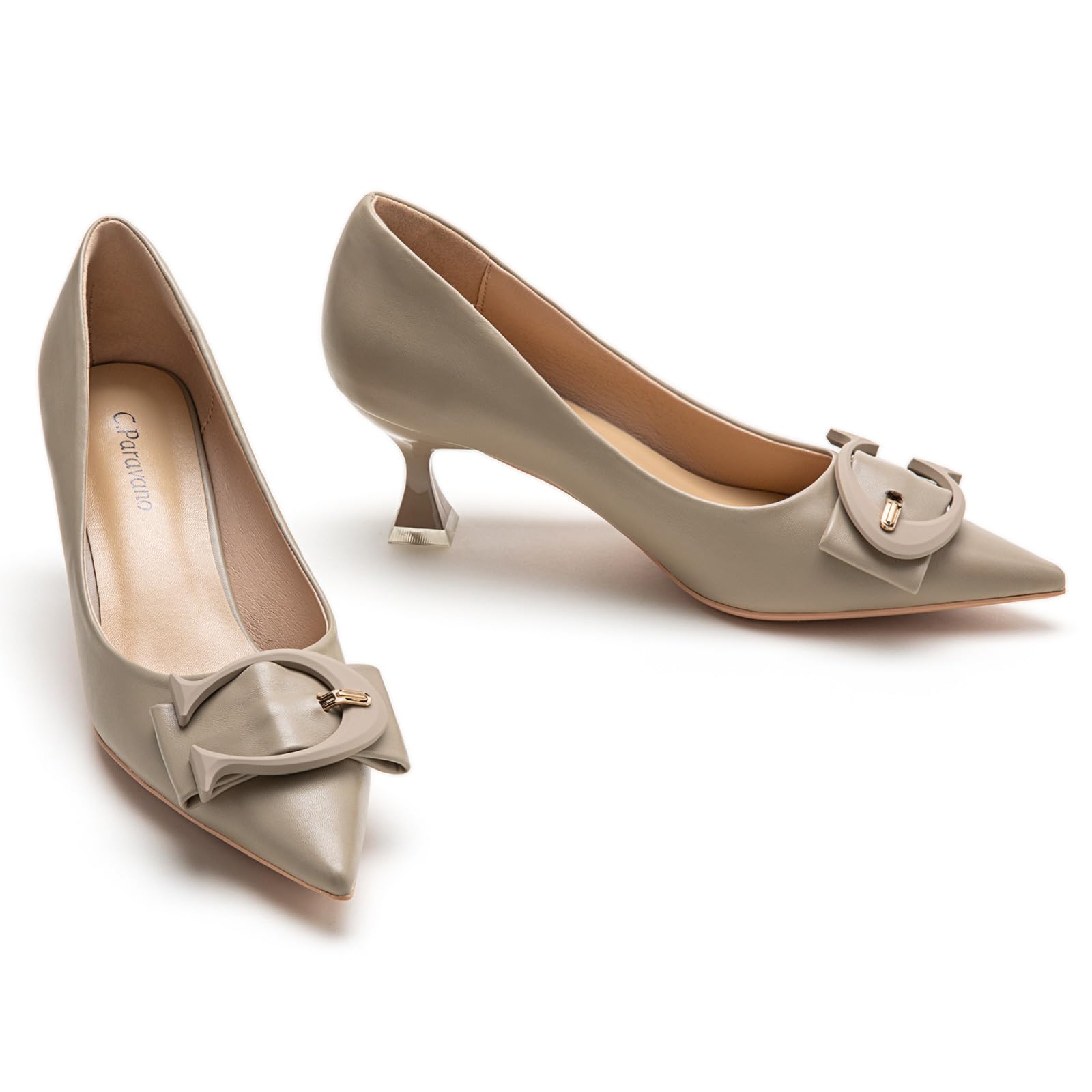 C.Paravano Womens Kitten Heels for Women Pointed Toe Low Heel Pumps Designer Pumps Heels for Women Shoes Dressy