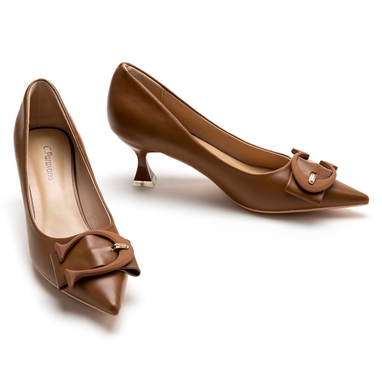 C.Paravano Womens Kitten Heels for Women Pointed Toe Low Heel Pumps Designer Pumps Heels for Women Shoes Dressy