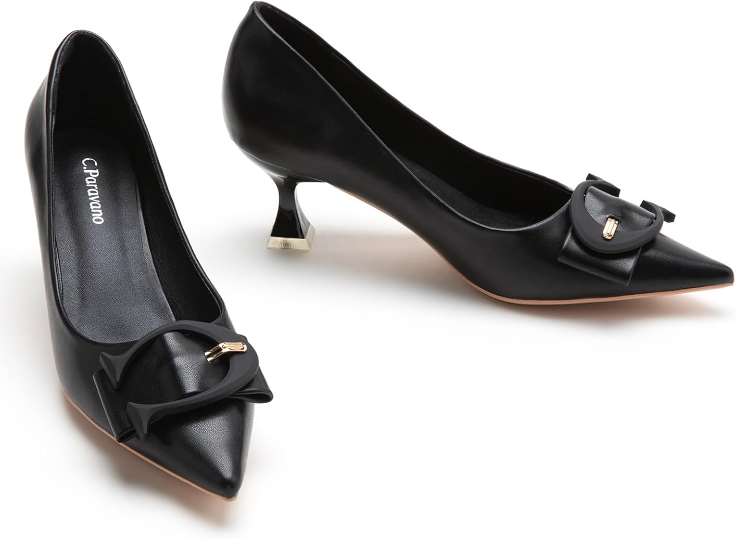 C.Paravano Womens Kitten Heels for Women Pointed Toe Low Heel Pumps Designer Pumps Heels for Women Shoes Dressy