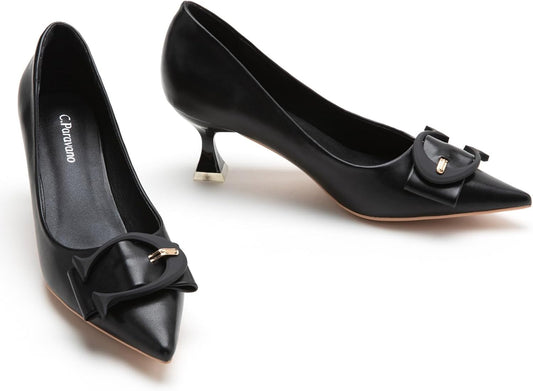 C.Paravano Womens Kitten Heels for Women Pointed Toe Low Heel Pumps Designer Pumps Heels for Women Shoes Dressy