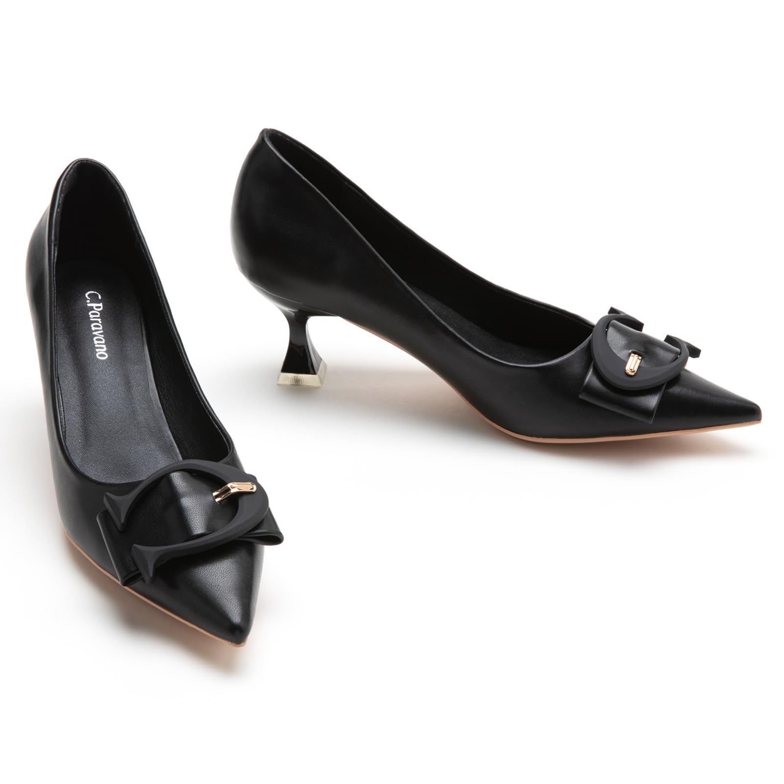 C.Paravano Womens Kitten Heels for Women Pointed Toe Low Heel Pumps Designer Pumps Heels for Women Shoes Dressy