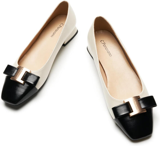 C.Paravano Flats Women | Womens Dress Shoes | Ballet Shoes for Women | Square Toe | Casual Shoes