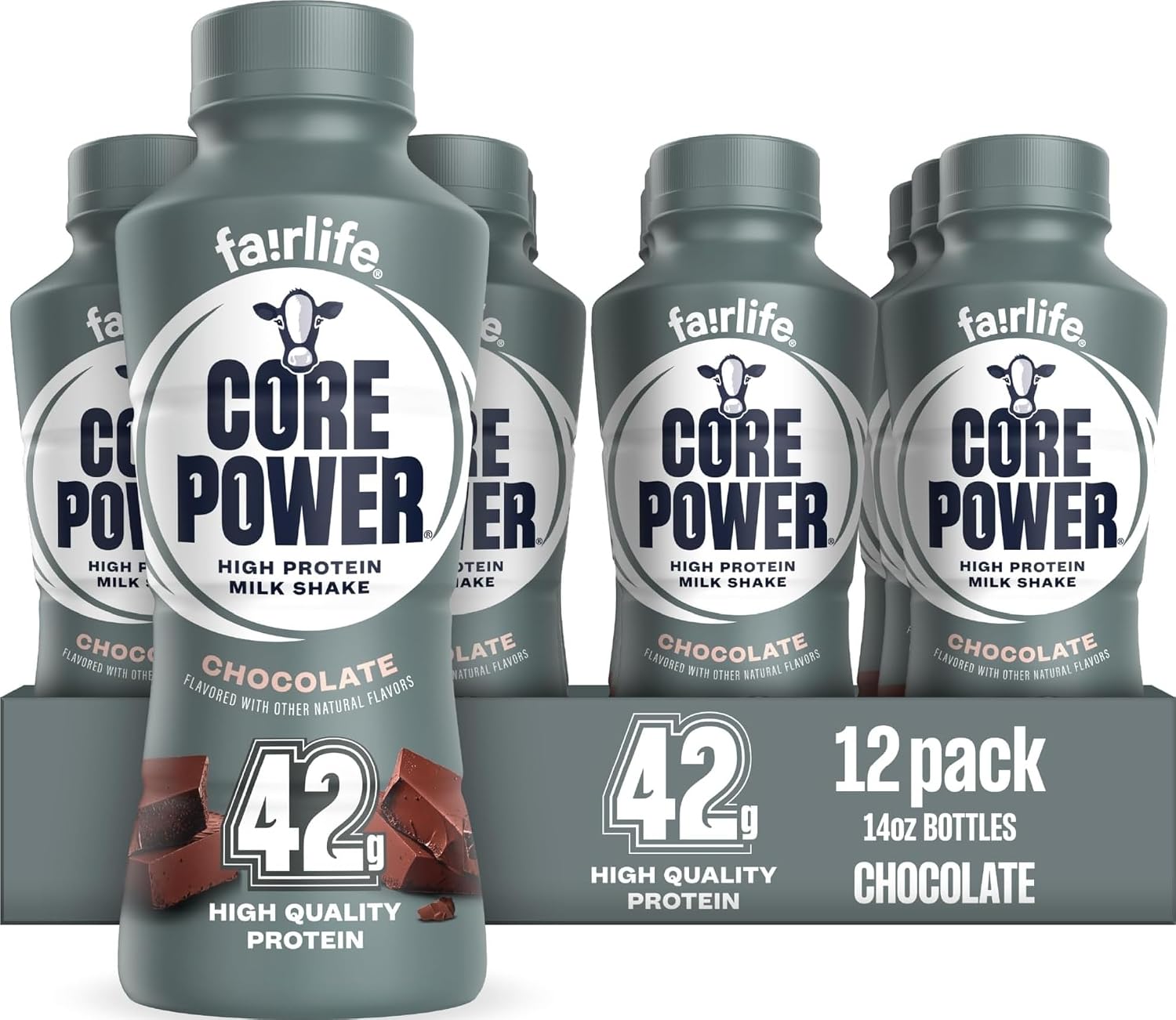 Core Power Elite High Protein Shake, Chocolate, 42g Bottle, 14oz, 12 Pack
