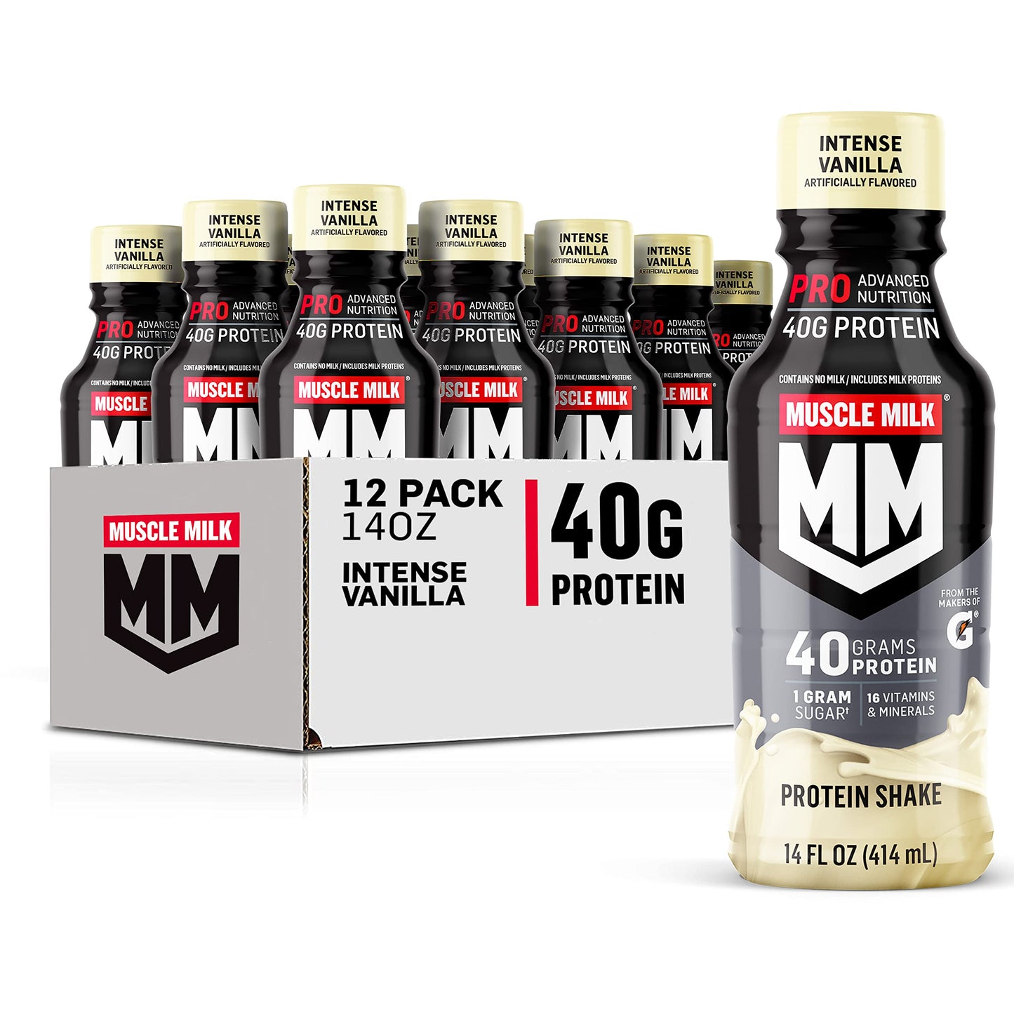 Muscle Milk Pro Series Protein Shake, Slammin' Strawberry, 40g Protein, 14 Fl Oz, 12 Pack
