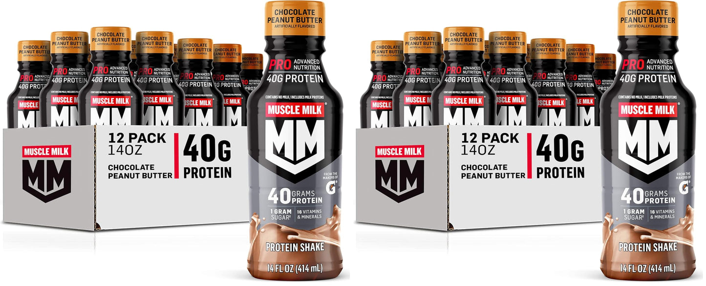 Muscle Milk Pro Advanced Nutrition Protein Shake, Intense Vanilla, 14 Fl Oz Bottle, 12 Pack, 40g Protein, 1g Sugar, 16 Vitamins & Minerals, 6g Fiber, Workout Recovery, Packaging May Vary